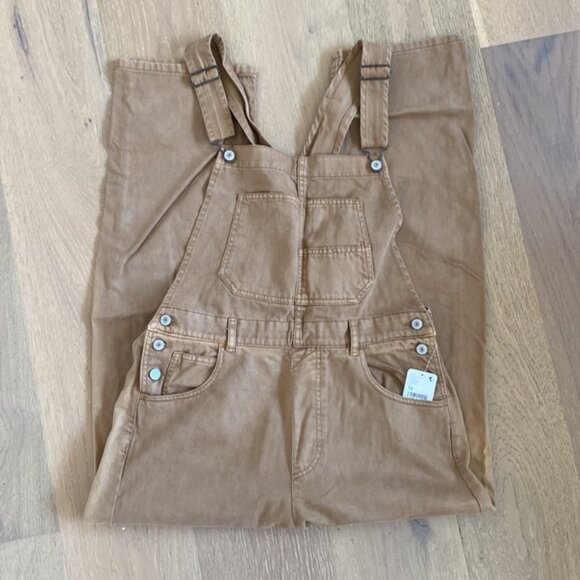 Free People Ziggy Overalls in Pioneertown Tan Size M - Picture 9 of 10